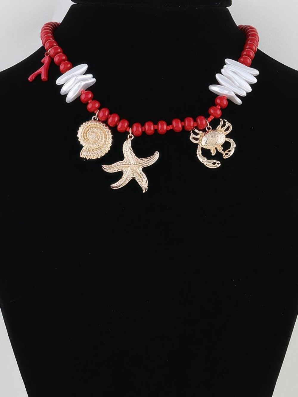 Hammered Coral Reef Beaded Necklace